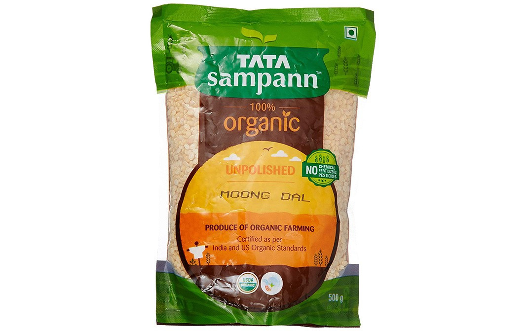 Tata Sampann Organic Unpolished Moong Dal   Pack  500 grams